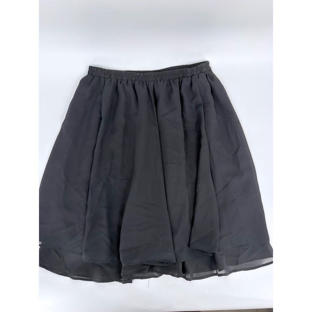 Another Thyme Chiffon Layered Midi Skirt 90s Vintage Womens Size 16 Black Solid